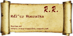 Rácz Ruszalka névjegykártya